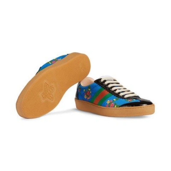 GUCCI G74 Nylon Sneaker With Web In Blue, size 36 - Picture 4 of 12